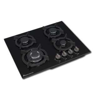 Encimera a gas, 4 hornillas, vidrio templado perillas rectangular